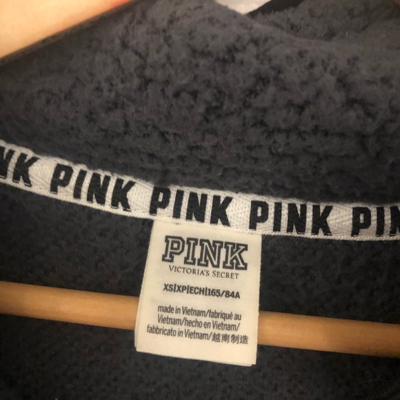 Teddy Coat PINK Victoria Secret Gray Sherpa Pullover - Picture 4 of 4